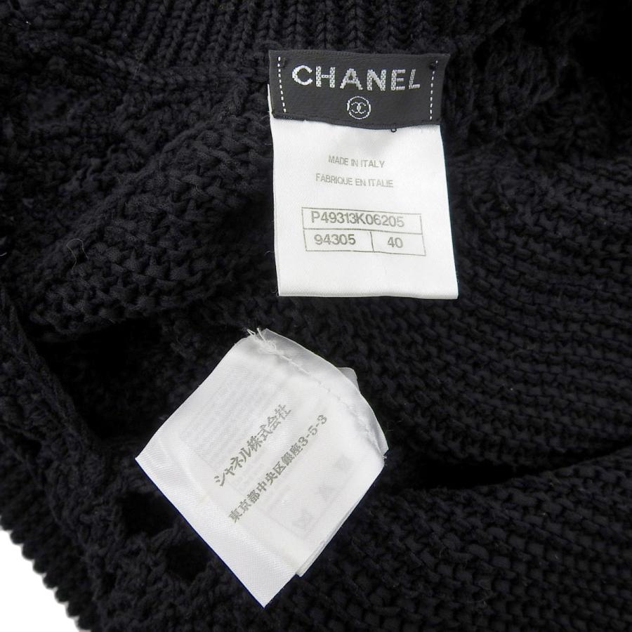 シャネル CHANEL ニットワンピース コットン 黒 40 レディース 8676｜rodoyamaka｜06