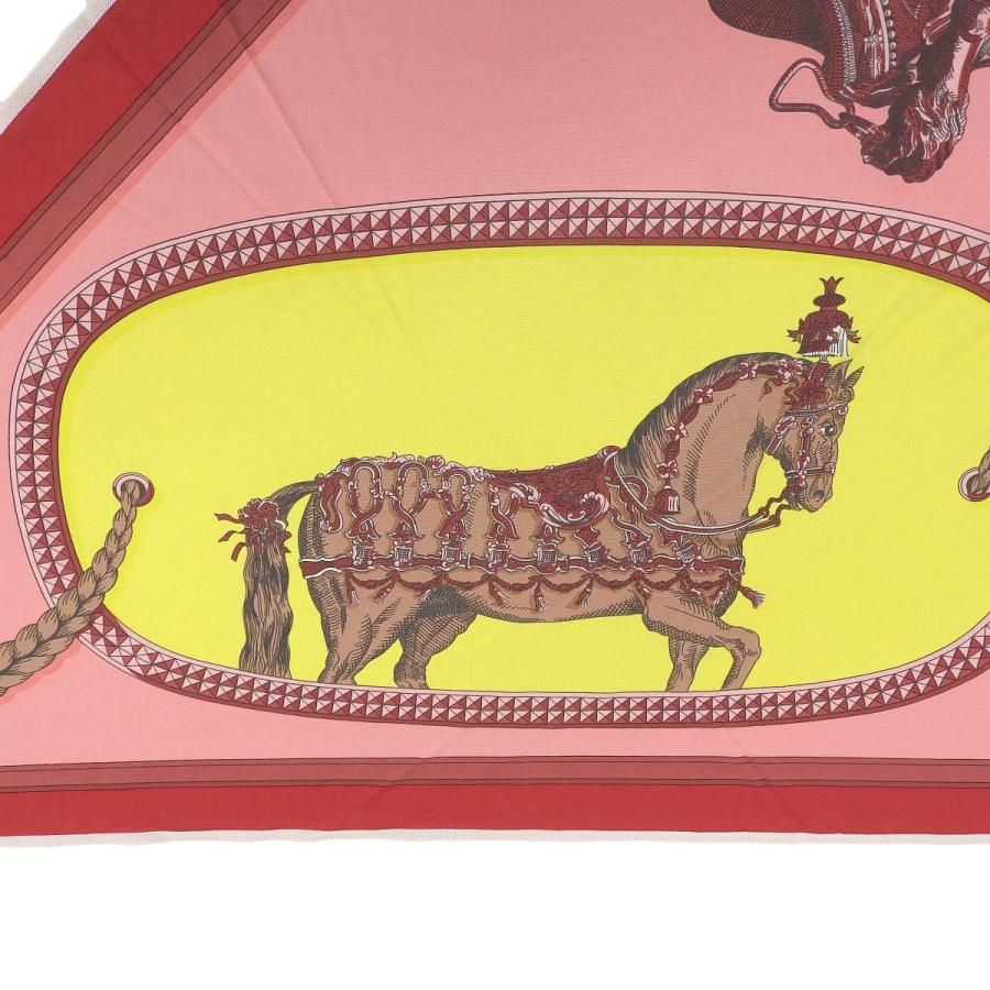 エルメス HERMES スカーフ 三角 シルクジャージ ピンク系 レディース