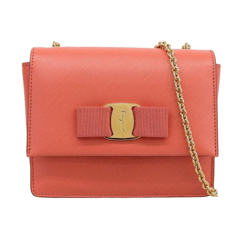 フェラガモ Salvatore Ferragamo ヴァラ リボン チェーンショルダー 