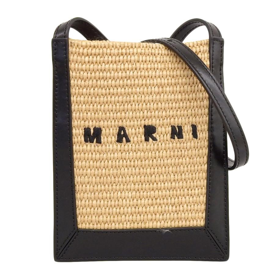 美品 MARNI マルニ マルセル ラフィア ショルダーバッグ ポシェット MARNI マルニ ロゴ ラフィア マルセル ロープ ショルダーバッグ (MARNI