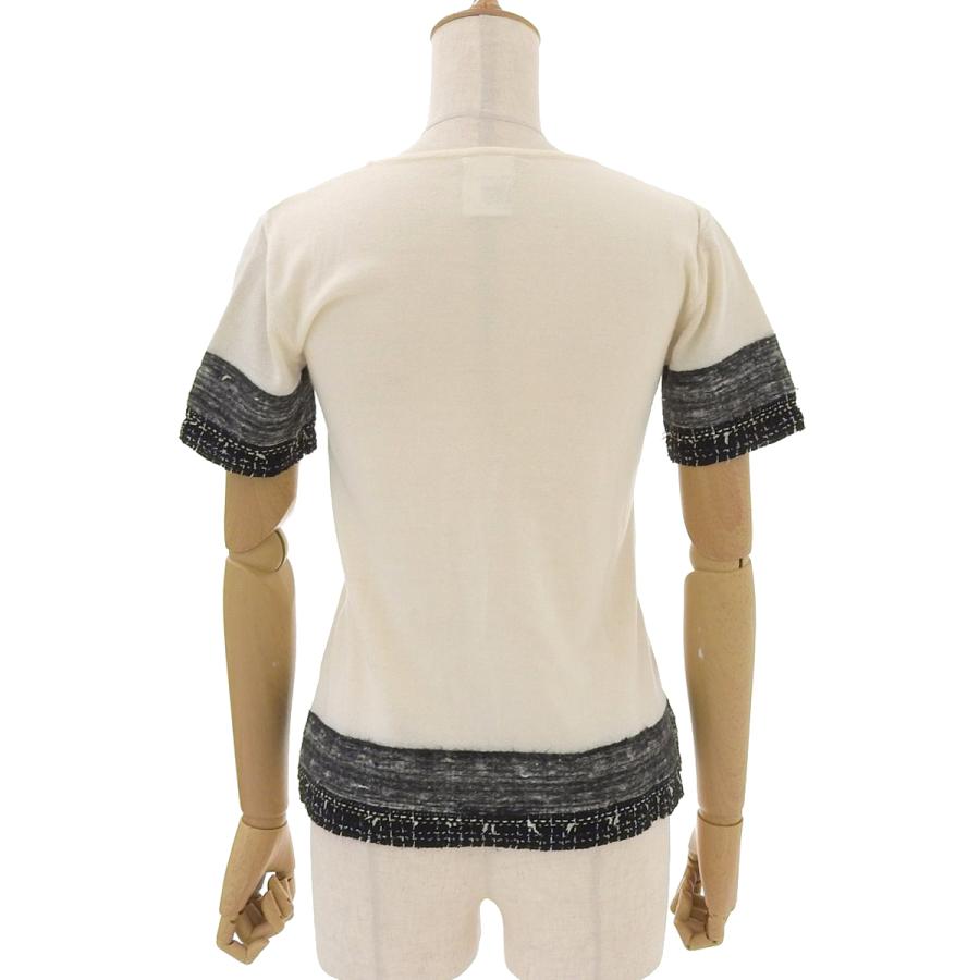 CHANEL 半袖カシミア シャネル CHANEL 半袖ニット カシミア オフホワイト グレー ブラック