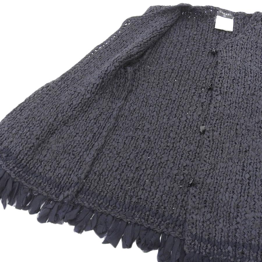 シャネル CHANEL カメリア 長袖 カーディガン ブラック 38 レディース