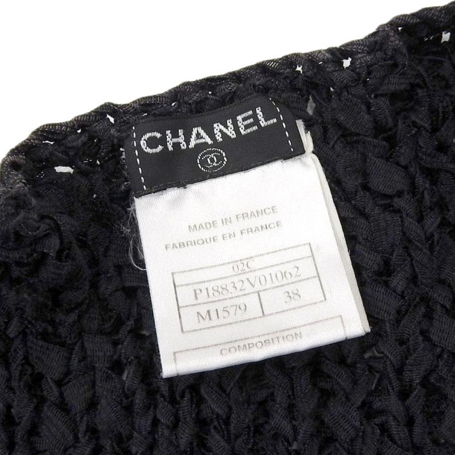 シャネル CHANEL カメリア 長袖 カーディガン ブラック 38 レディース 