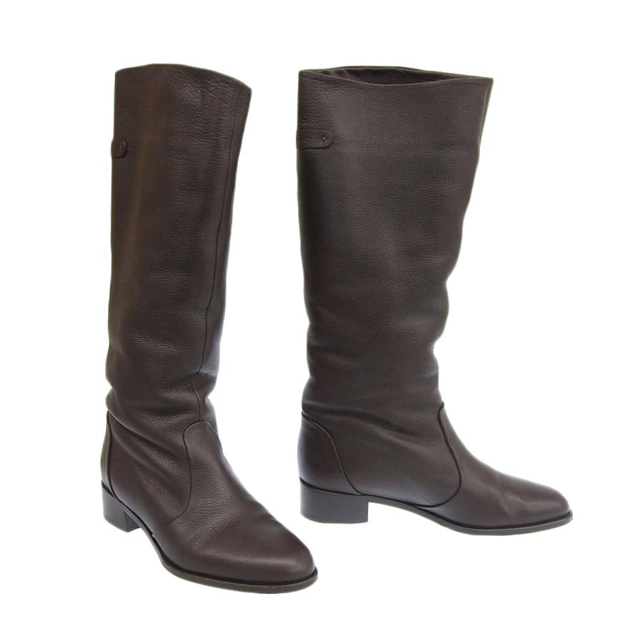 専用　フェラガモ ムートン ロングブーツ FERRAGAMO（フェラガモ） ロング ブーツ レザー ムートン ブラウン 7C