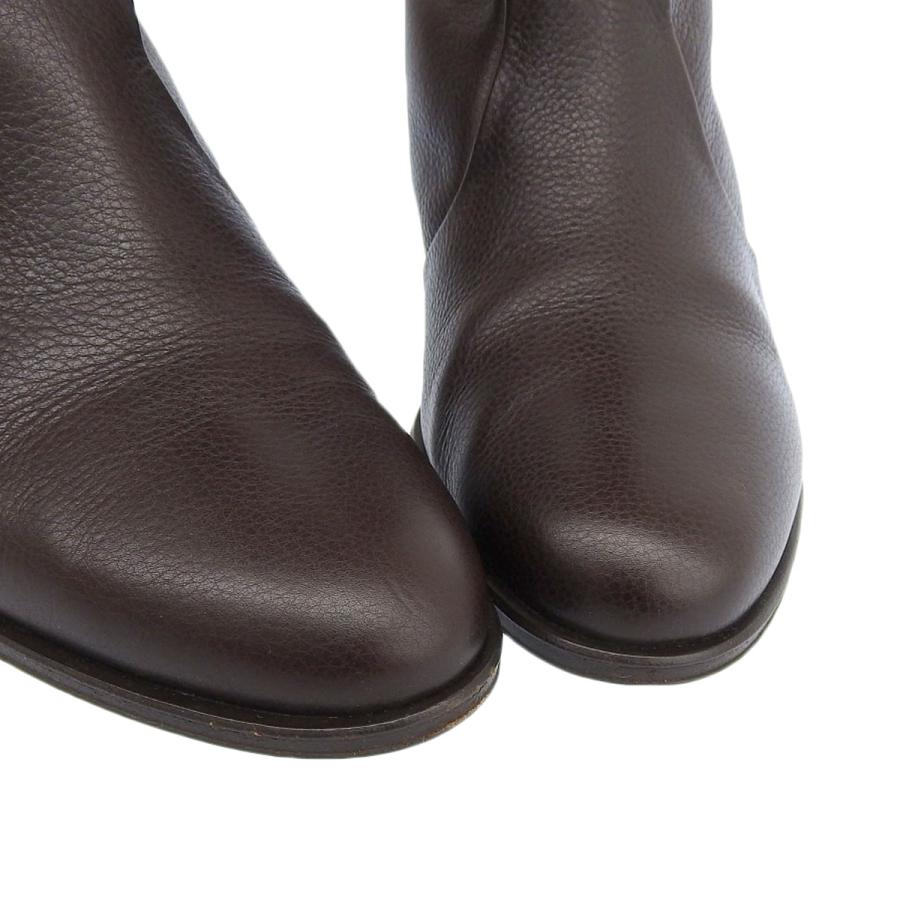 FERRAGAMO フェラガモ ロング ブーツ レザー ムートン ブラウン 7C