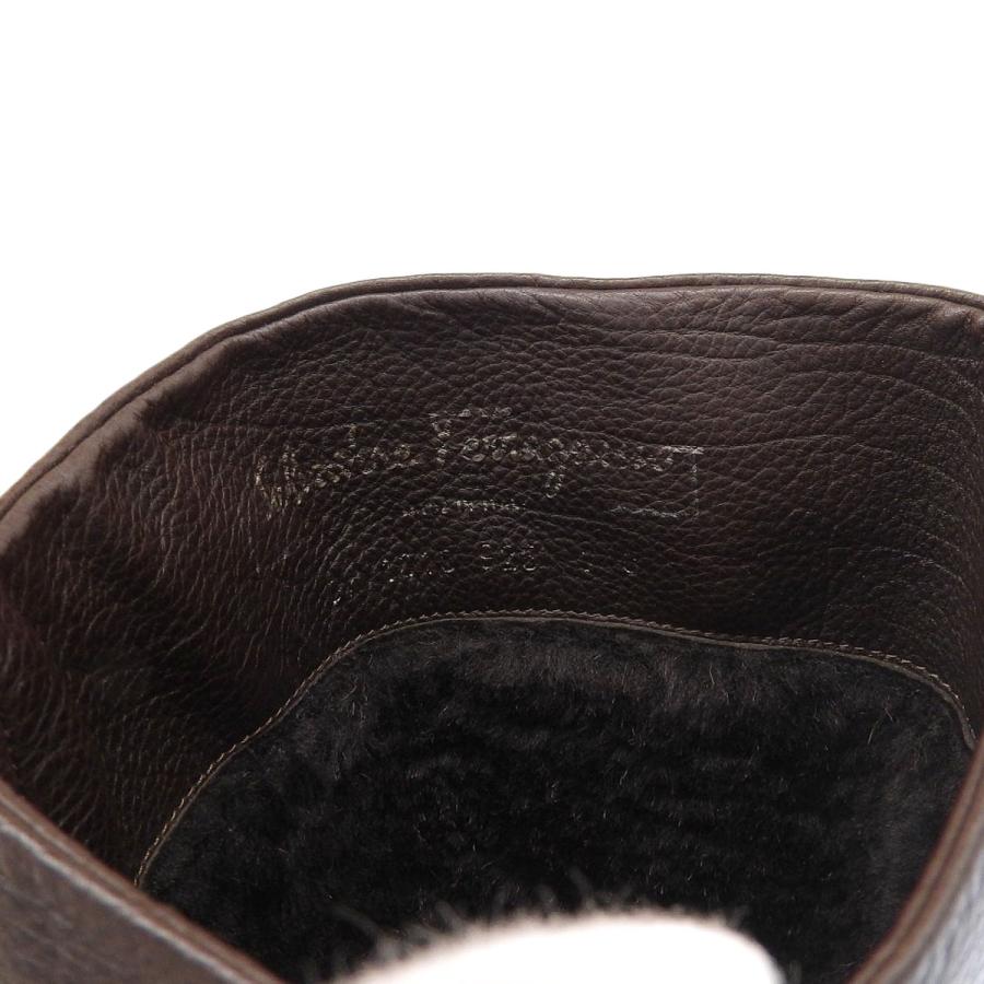FERRAGAMO（フェラガモ） ロング ブーツ レザー ムートン ブラウン 7C