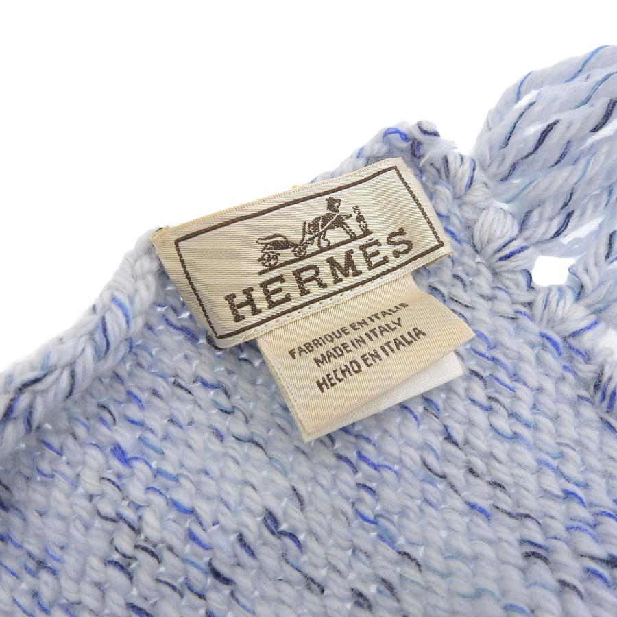 エルメス　カシミヤマフラー　ブルー　正規品 HERMES エルメス HERMES カシミヤ マフラー ストール レディース