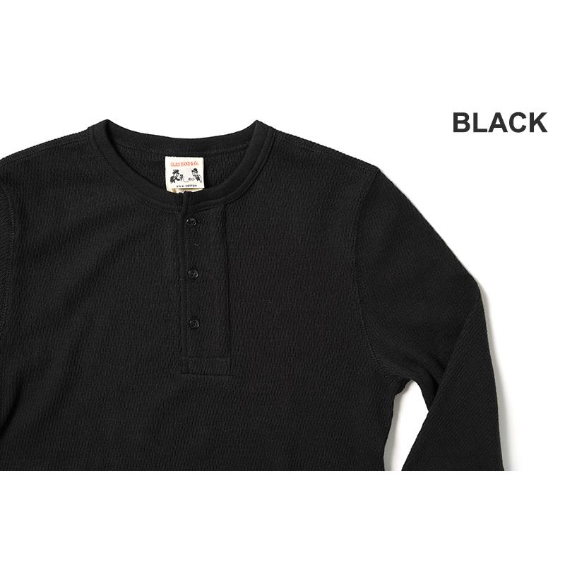 GLAD HAND WAFFLE HENRY L/S T-SHIRTS 黒 M GLAD HAND グラッドハンド Tシャツ “WAFFLE HENRY L/S T-SHIRTS” HAND