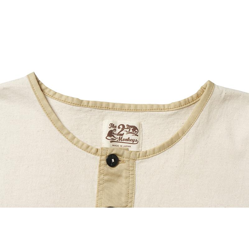 The 2 Monkeys ザ ツーモンキーズ 半袖ヘンリーネック Tシャツ 