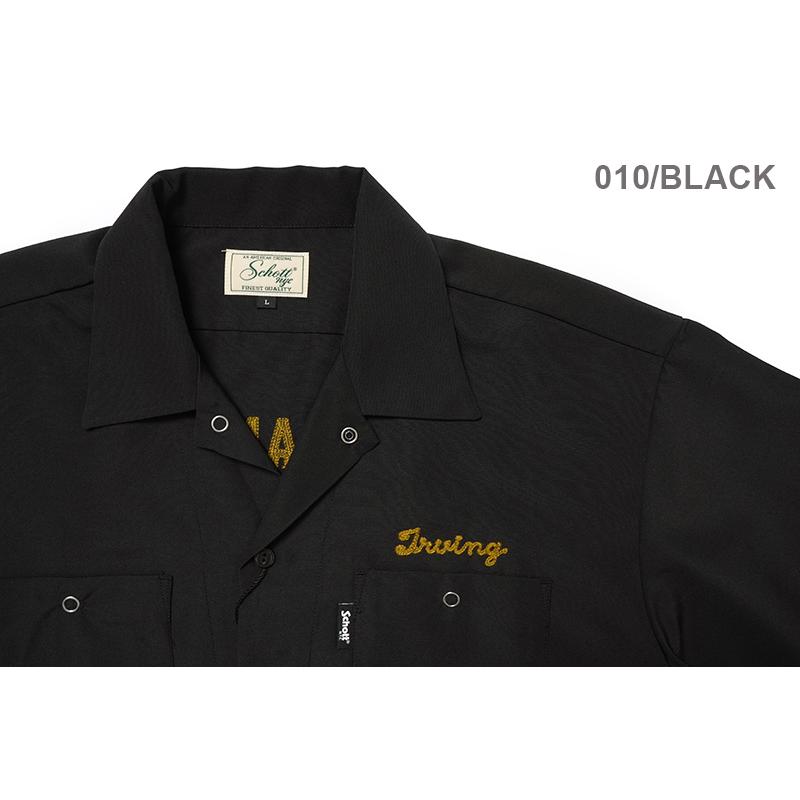 Schott 半袖シャツ ブラック Schott N.Y.C ショット 刺繍 半袖 ワークシャツ 開襟シャツ