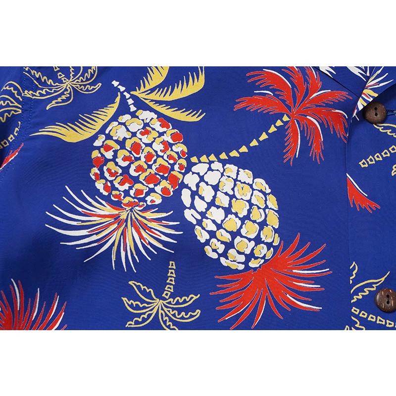 SUN SURF サンサーフ 半袖アロハシャツ XS パイナップル 水色 SUN SURF