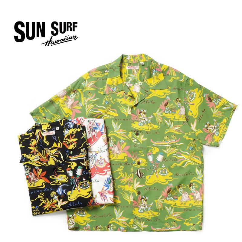 SUN SURF サンサーフ 半袖アロハシャツ M 鵜飼 和柄 黄色 SUN SURF サンサーフ 半袖 アロハシャツ RAYON HAWAIIAN SHIRT