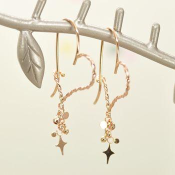 K18PG（18金ピンクゴールド）：ピアス：ハート：フープタイプ : pe016 