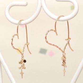 K18PG（18金ピンクゴールド）：ピアス：ハート：フープタイプ : pe016 