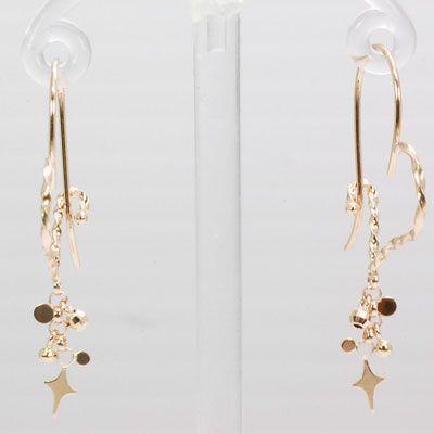 K18PG（18金ピンクゴールド）：ピアス：ハート：フープタイプ : pe016 