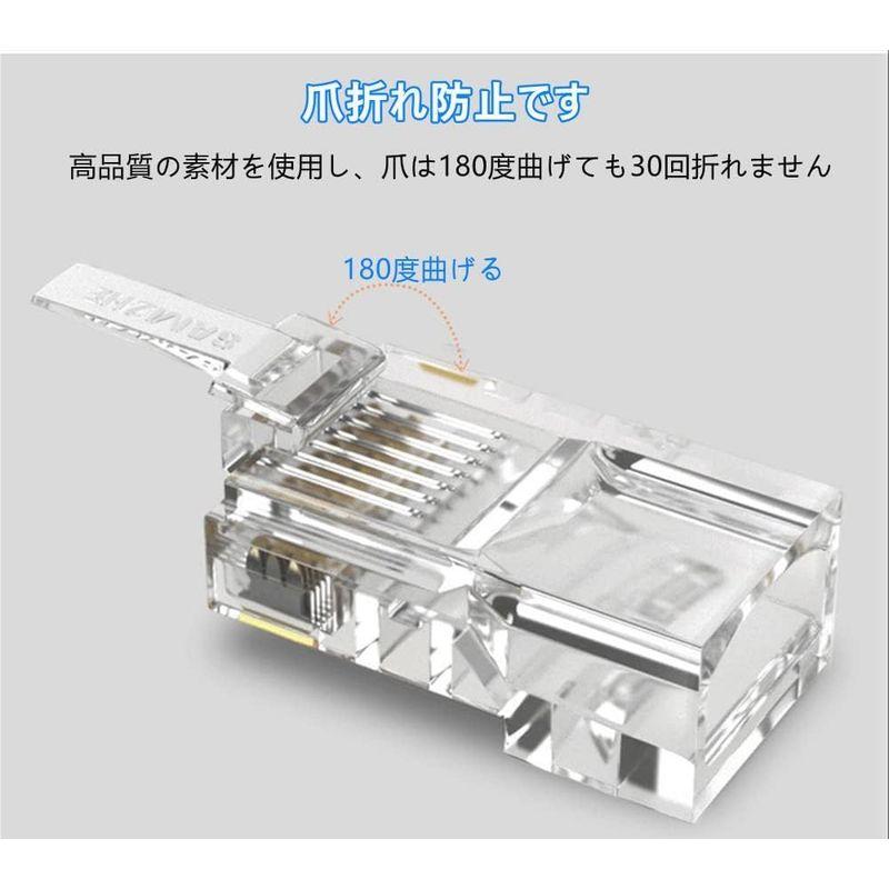 YFFSFDC RJ45コネクタ CAT6 CAT5E CAT5 LANケーブル用 貫通型 LANコネクタ 配線簡単 爪折れにくい RJ45｜rokorokoshop｜08