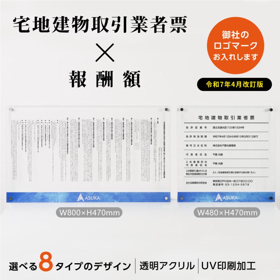 〈レビュー特典〉宅地建物取引業者票＆報酬額票（2枚セット）セット購入が断然お得！【社名・ロゴマーク入れ可能】gs-pl-d-ak-logoT1-set