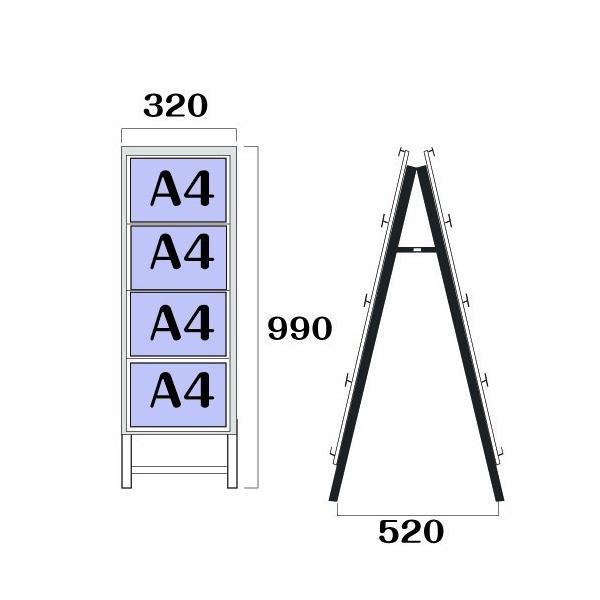 カードケーススタンド看板 Ａ４　10面ｘ両面 常磐精工 ブラックバリウスカードケーススタンド看板 A4横16両面