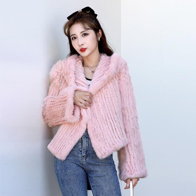 Meili ラビット ファー パーカー リアルファー 本物 韓国 ピンク 韓国 