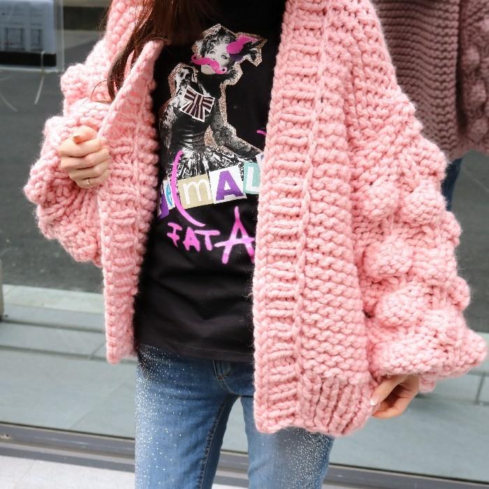 ニット アウター 厚手 ロー カーディガン ピンク オシャレ ニットセーター ニットカーデ Mums Marm ニットアウター モコモコ あったか 秋冬 手編み 送料無料 Mums Cd Pink Rolf ロルフ 通販 Yahoo ショッピング