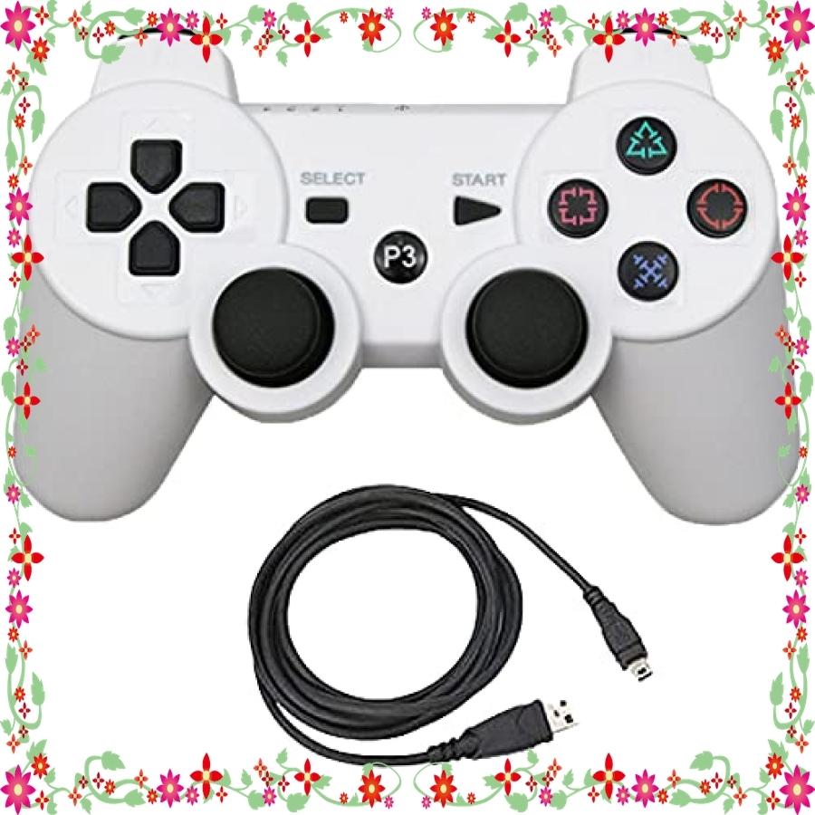 Aoityle PS3対応 78％以上節約 ワイヤレスコントローラー 互換 USB クリスマスファッション 日本語説明書 １年保証付き ホワイト ケーブル