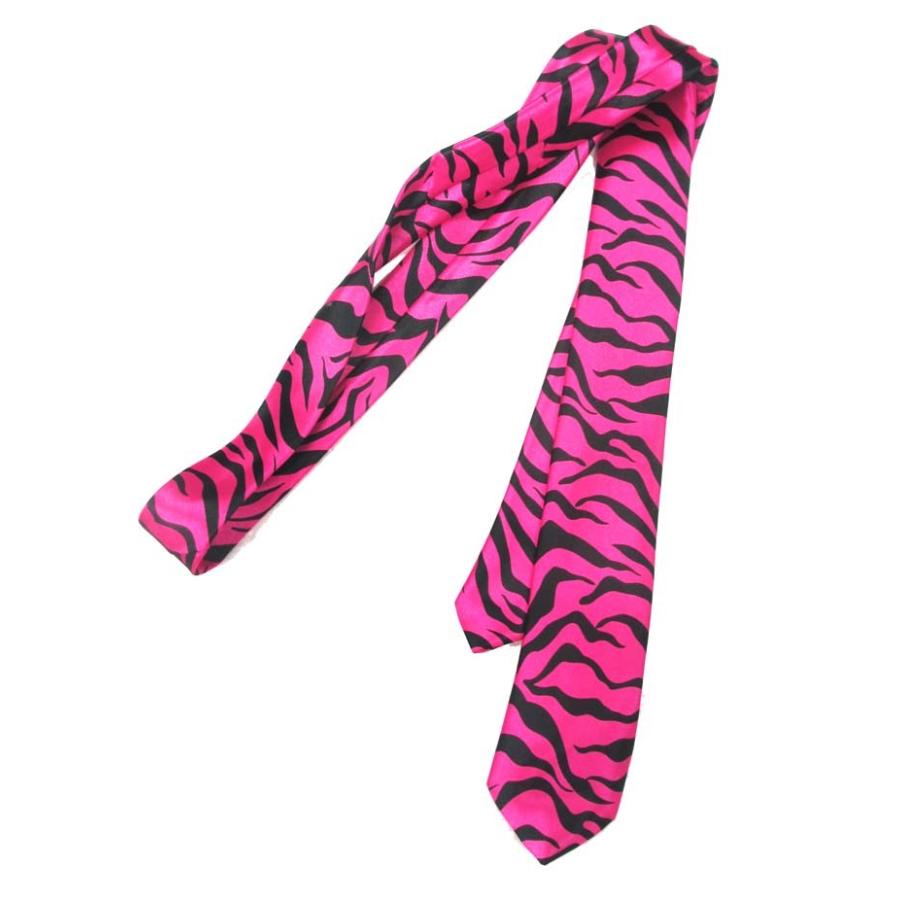 ダンス、ステージ衣装に!ゼブラ柄ネクタイ【ブラック×ピンク 】 黒