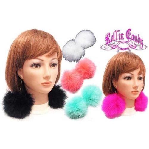 超Bigサイズ♪5カラー♪リアルファーポンポンピアス 大きいサイズ  