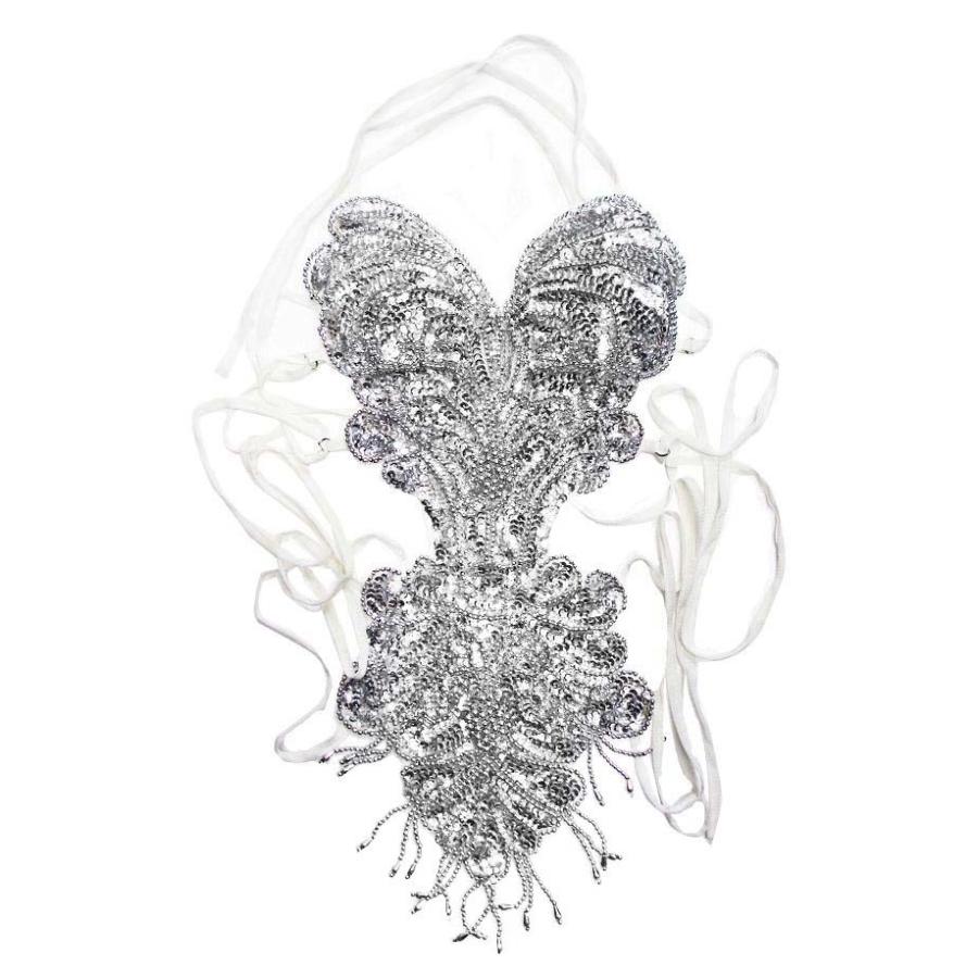 モノキニ風スパンコール&ビーズ バタフライトップス レオタード