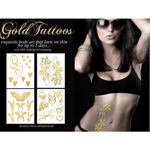 LA直輸入♪GOLDタトゥーシール4枚セット TATTOO/ゴールド 01 ショーガール コスプレ ダンス チカーナ ローギャル club ボディーシール ボディーアート | 