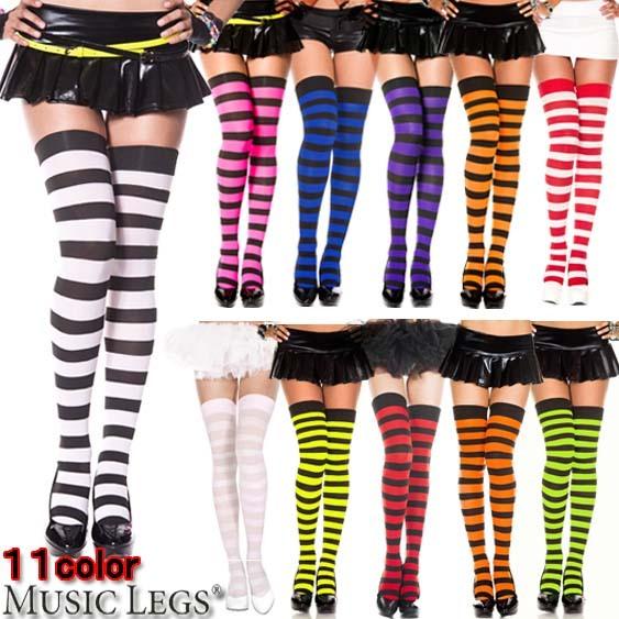 MusicLegs(ミュージックレッグス)ワイドボーダーサイハイストッキング