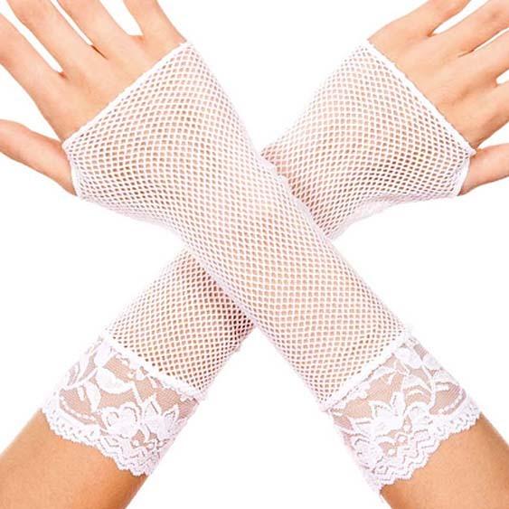 MusicLegs(ミュージックレッグス)レーストリム付き フィッシュネット アームウォーマー ML421 ホワイト/手袋 アームグローブ ウェディング パーティー 白 結婚式 | Music Legs | 01