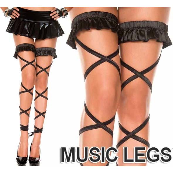 MusicLegs(ミュージックレッグ) フリルトップ サテンレッグストラップ