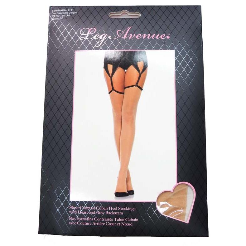 Leg Avenue(レッグアベニュー)リボン×ハートバックシーム キューバンヒールサイハイストッキング/タイツ 1111 ニーハイ ダンス衣装 レディース GOGOダンサー |  | 03