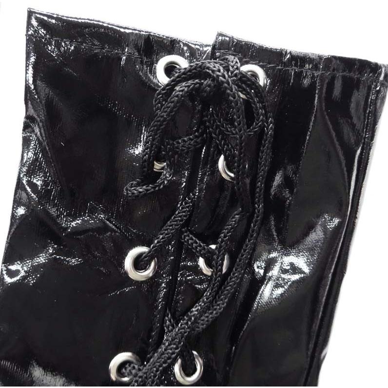 【超美品】スコットクラブ❤️ブラック ノーカラーロングジレ MusicLegs(ミュージックレッグ) ウェットルックレースアップロング
