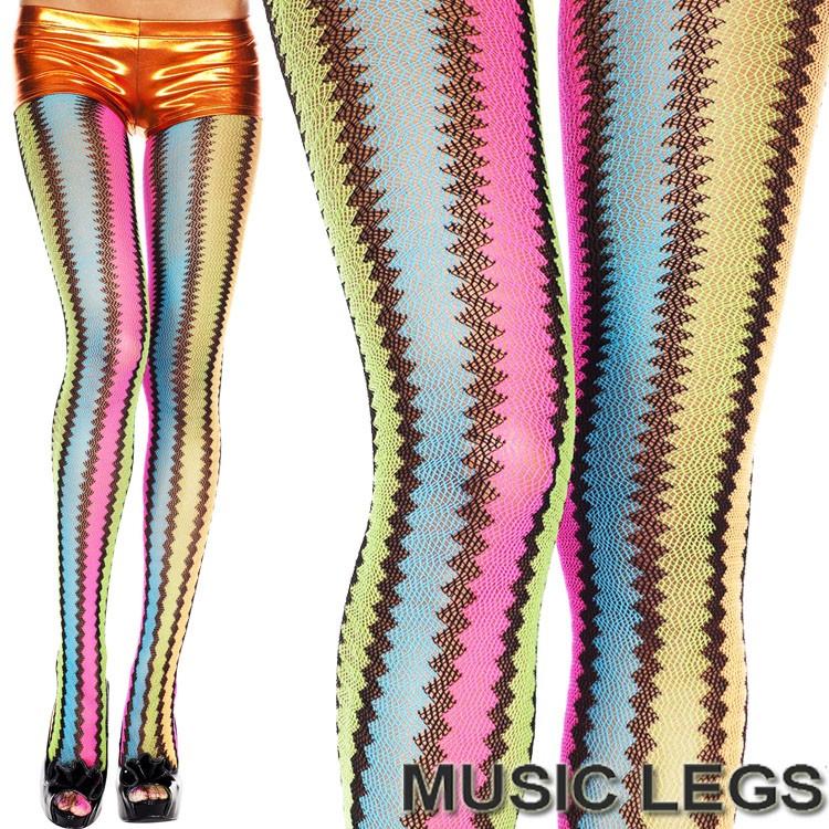 MusicLegs(ミュージックレッグ) ジグザグストライプマルチカラータイツ