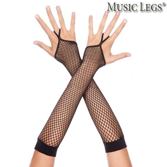 MusicLegs(ミュージックレッグス)ダイヤモンドネット ワンフィンガー アームグローブ ML408 アームウォーマー 黒 ブラック ロンググローブ 手袋 ダンス 衣装｜rollincandy