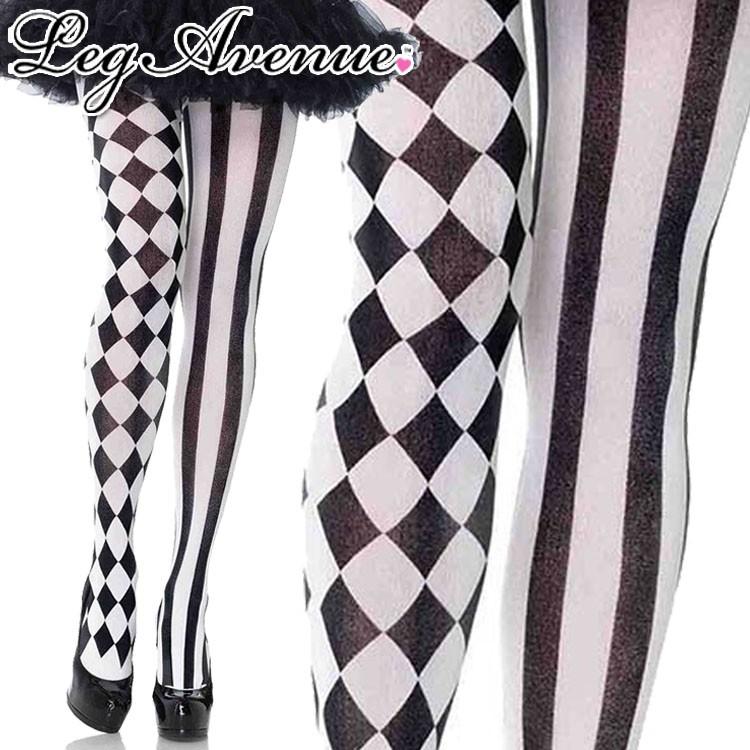 Legavenue レッグアベニュー 左右柄違いタイツ ストッキング 77 ピエロ コスプレ ハロウィン モノトーン 黒 赤 白 不思議の国のアリス コスチューム A6 A684 ローリンキャンディー 通販 Yahoo ショッピング
