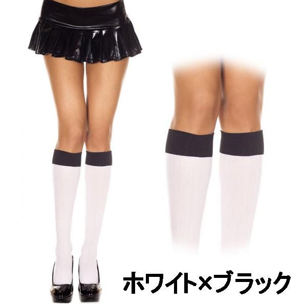 MusicLegs(ミュージックレッグ)2トーンオペークひざ丈タイツ/ストッキング ML5748 ハイソックス モノトーン 黒 白 赤 ダンス衣装 コスチューム レディース 靴下｜rollincandy｜03