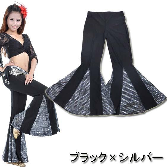 超ストレッチ！裾スパンコール フレア ロングパンツ/ブーツ