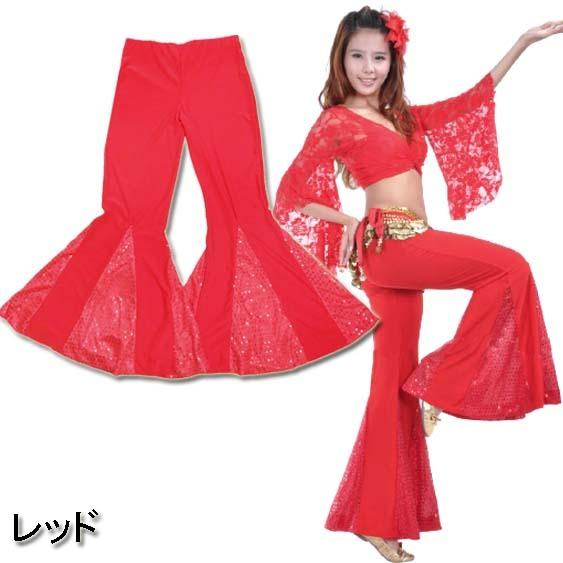 超ストレッチ！裾スパンコール フレア ロングパンツ/ブーツ