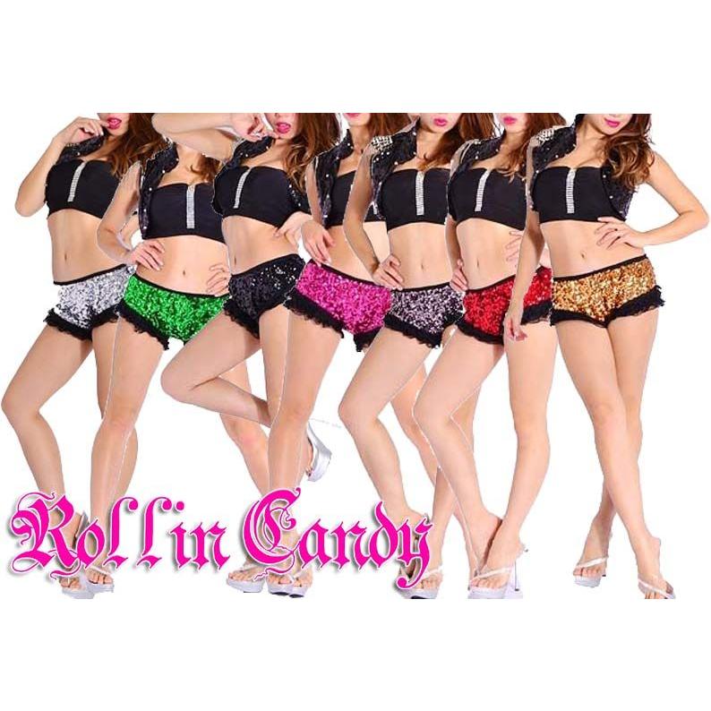 7カラー♪裾フリルレース スパンコールホットパンツ/ショートパンツ