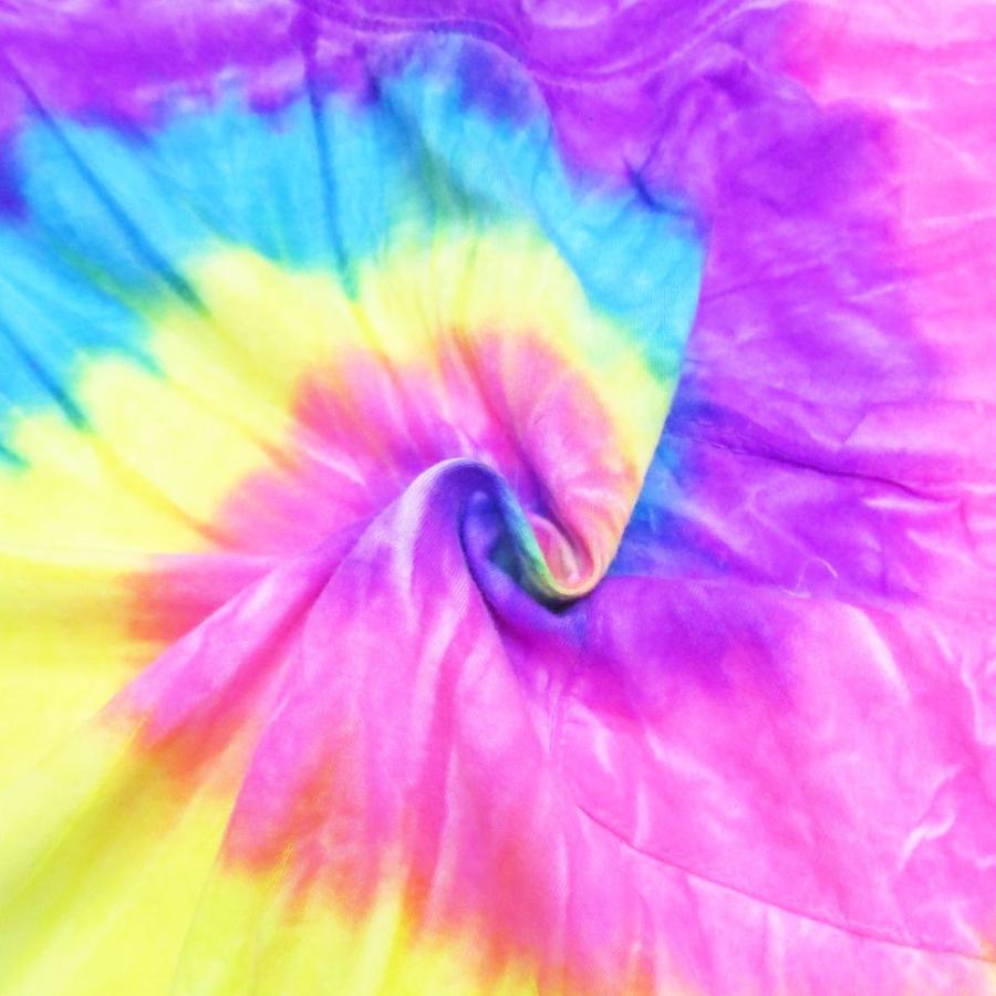 蛍光タイダイ ビーズ付きフリンジTシャツ ネオンカラー ダンス衣装