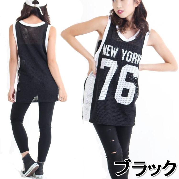 NEW YORK ×ナンバリングモノトーンメッシュタンクトップ ブラック 