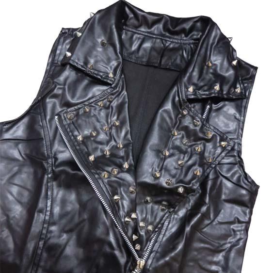 ダンス衣装・ステージ衣装に!スパイクスタッズ付き 合皮ライダース