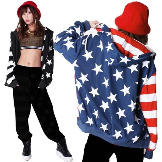 アメリカ国旗デザインスウェットジップアップパーカー 星条旗 大きい