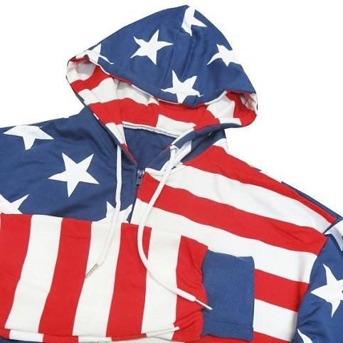 アメリカ国旗デザインスウェットジップアップパーカー 星条旗 大きい