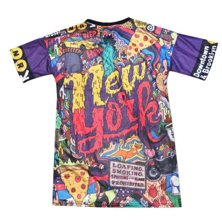 ダンス衣装 ステージ衣装に 派手カラフル総柄メッシュシャツ ダボダボtシャツ ゼッケンシャツ ヒップホップ 大きいサイズ キッズダンス Hiphop C731 ローリンキャンディー 通販 Yahoo ショッピング