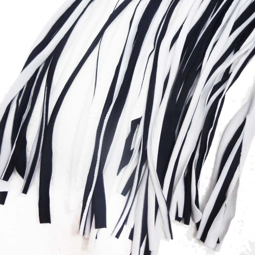 ダンス衣装・ステージ衣装に！モノトーンストライプフリンジロング