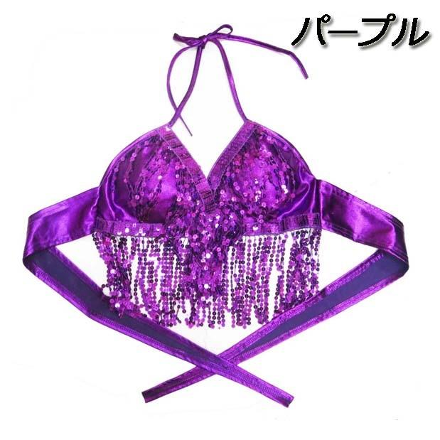 ダンス衣装・ステージ衣装に！メタリック＆スパンコールフリンジブラ