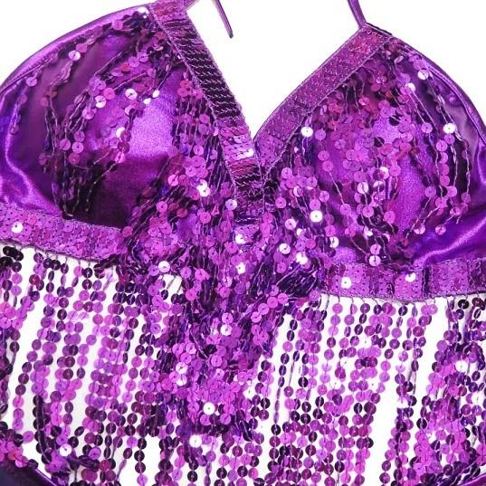 ダンス衣装・ステージ衣装に！メタリック＆スパンコールフリンジブラ